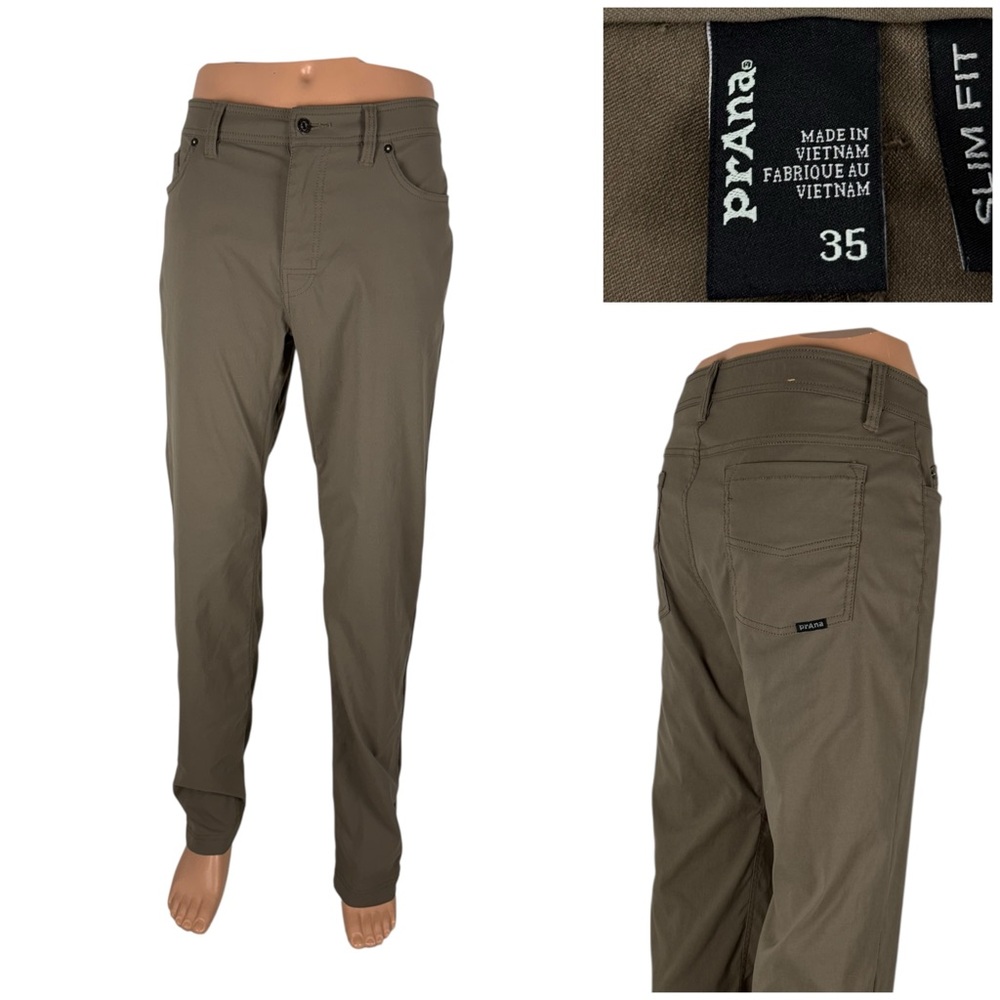 Prana Brion Mens 35 X 33 (actual) Pants Slim Fit Stretch Nylon M4BN32312 EUC